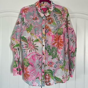 EUC Lilly Pulitzer for Target Nosey Posie Button Down Shirt Size XXL